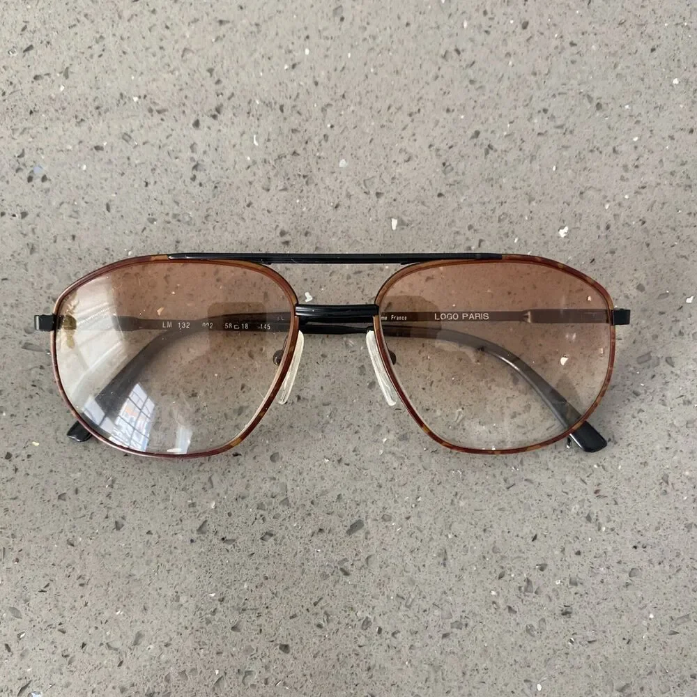 LOGO PARIS LM 132 002 AVIATOR Eyeglasses Eyewear FRAMES ONLY 58-18-145 France